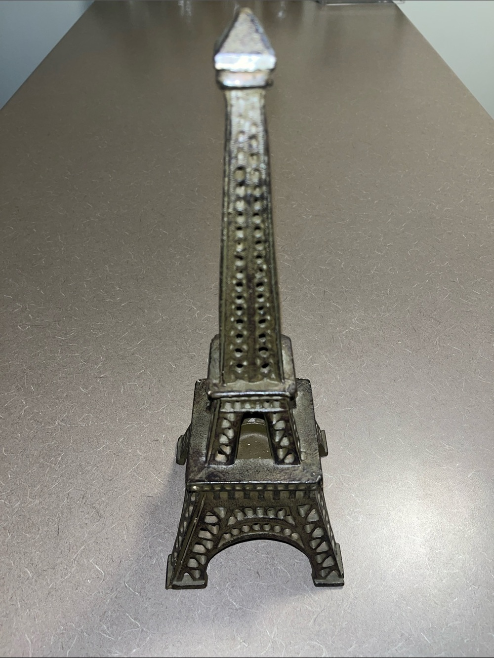 Eiffel Tower Metal votive candle holder - painted brown 14”x 5.25”